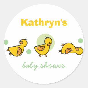 Cartoon Cute Duckies Baby Shower Gift Tag Sticker