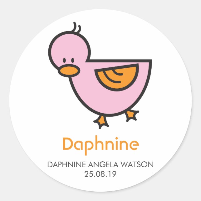 Cartoon Cute Duckling New Baby Gift Tag Sticker (Front)