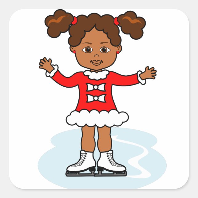 Cartoon Cute Figure Skater Girl Sticker (Front)