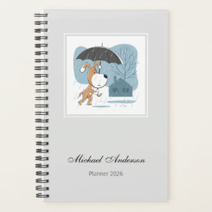 Cartoon Cute Funny Dog Puppy Rain Umbrella 2026 Planner