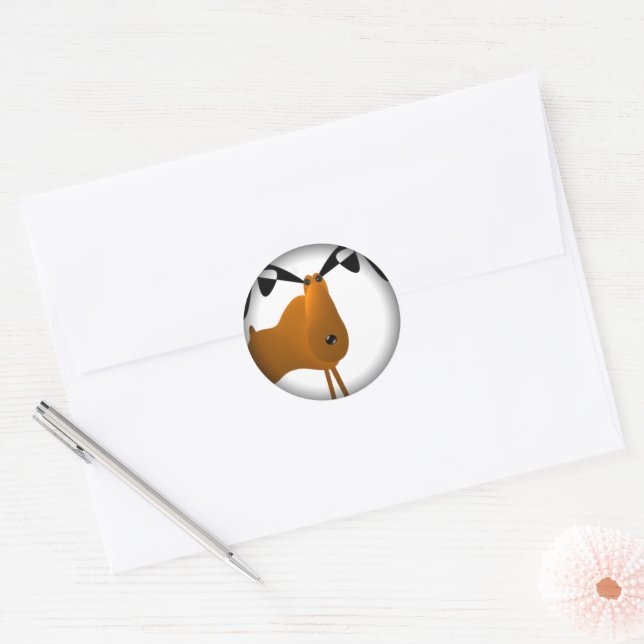 Cartoon Cute Funny Moose Classic Round Sticker (Envelope)