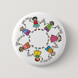 Cartoon Cute Happy Kids Friends Around The World 6 Cm Round Badge