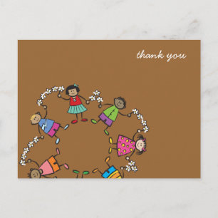 Cartoon Cute Happy Kids Friends Around The World Postcard