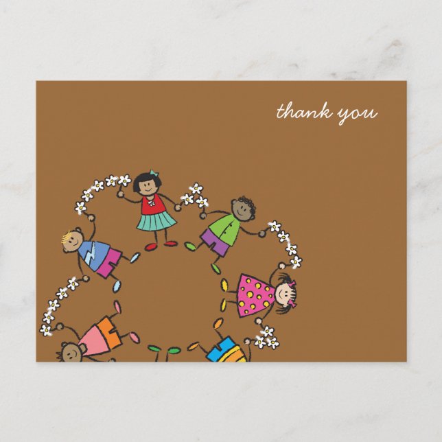 Cartoon Cute Happy Kids Friends Around The World Postcard (Front)