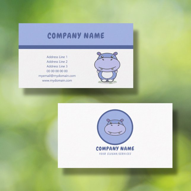 Cartoon Cute Hippo Business Card (Cute Hippo Business Card)
