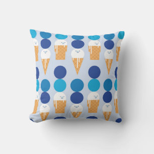 Cartoon cute ice cream seamless pattern design. Vi Cushion