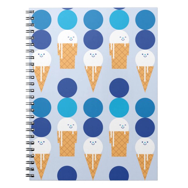 Cartoon cute ice cream seamless pattern design. Vi Notebook (Front)