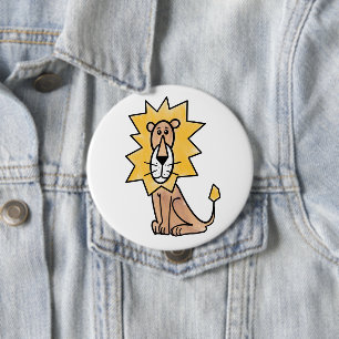 cartoon cute lion kids retro safari jungle animal  10 cm round badge