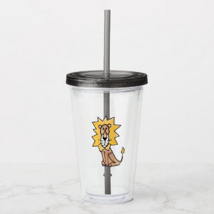 cartoon cute lion kids retro safari jungle animal  acrylic tumbler