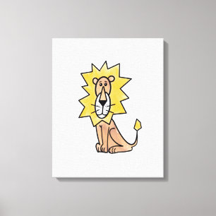 cartoon cute lion kids retro safari jungle animal  canvas print