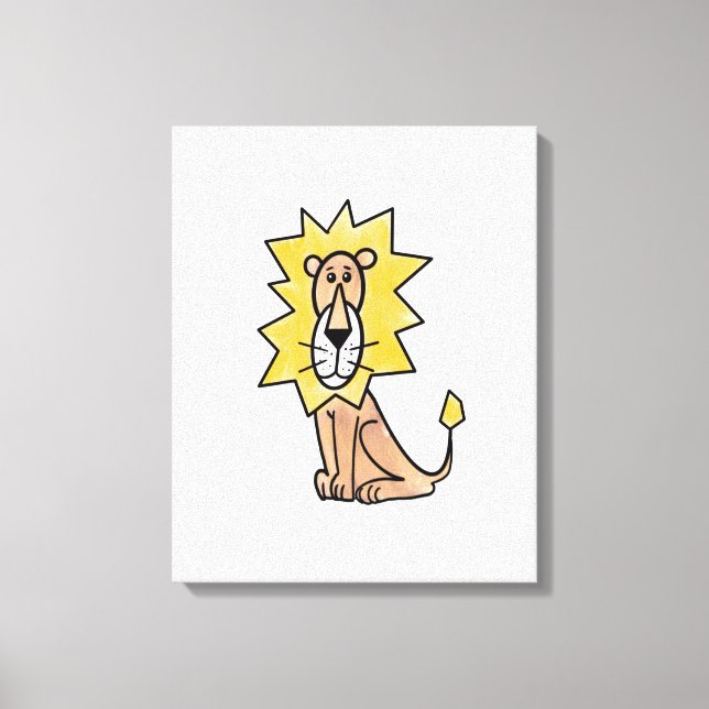 cartoon cute lion kids retro safari jungle animal  canvas print (Front)