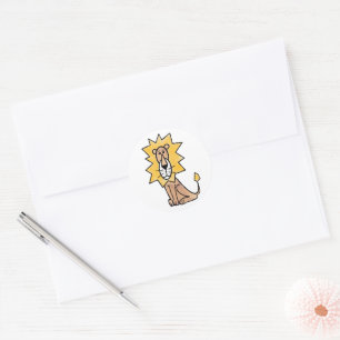 cartoon cute lion kids retro safari jungle animal classic round sticker