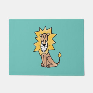 cartoon cute lion kids retro safari jungle animal doormat