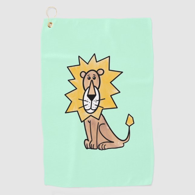 cartoon cute lion kids retro safari jungle animal  golf towel (Front)