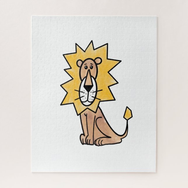 cartoon cute lion kids retro safari jungle animal  jigsaw puzzle (Vertical)