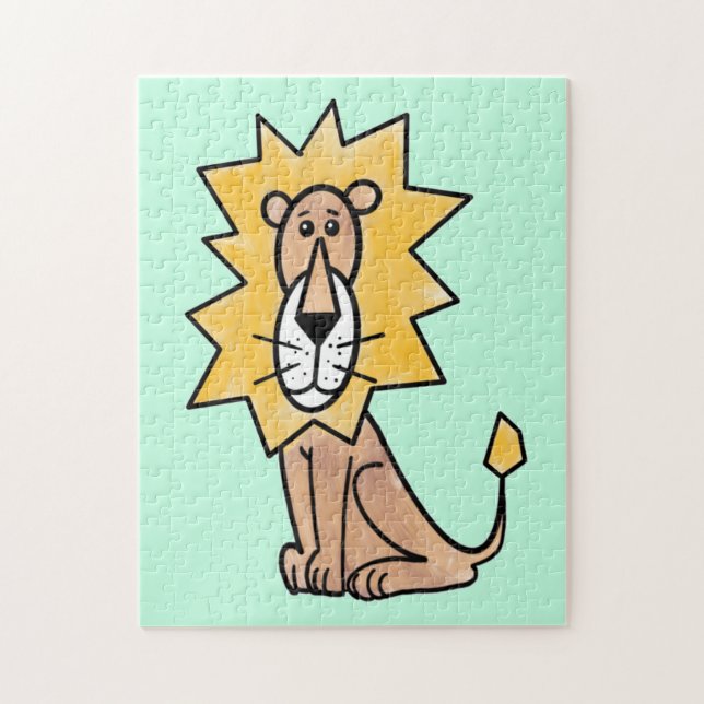 cartoon cute lion kids retro safari jungle animal  jigsaw puzzle (Vertical)