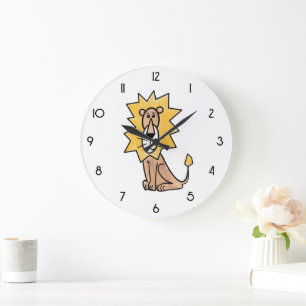 cartoon cute lion kids retro safari jungle animal large clock