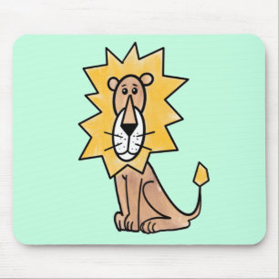 cartoon cute lion kids retro safari jungle animal mouse mat