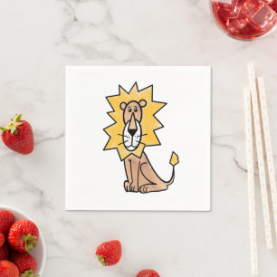 cartoon cute lion kids retro safari jungle animal napkin