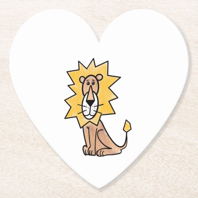 cartoon cute lion kids retro safari jungle animal  paper coaster (Front)