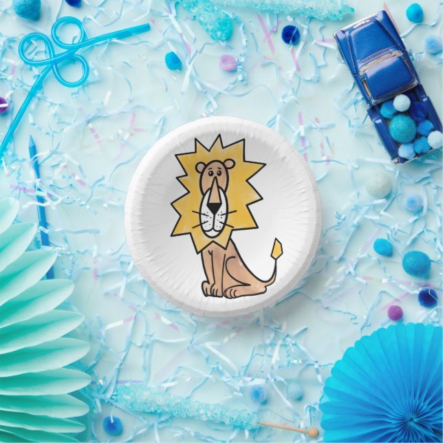 cartoon cute lion kids retro safari jungle animal  paper plate (Party)