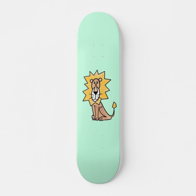 cartoon cute lion kids retro safari jungle animal  skateboard (Front)