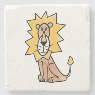 cartoon cute lion kids retro safari jungle animal  stone coaster
