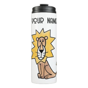 cartoon cute lion kids retro safari jungle animal thermal tumbler