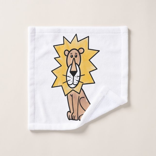 cartoon cute lion kids retro safari jungle animal  wash cloth (Wash Cloth)