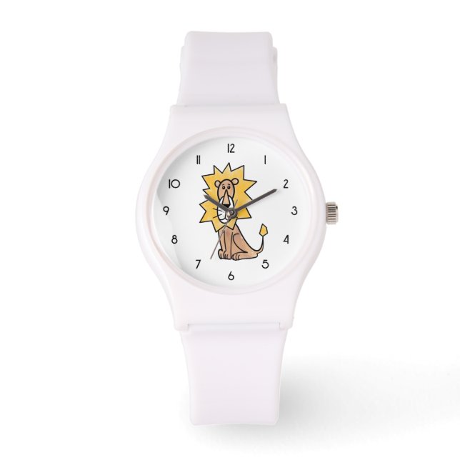 cartoon cute lion kids retro safari jungle animal watch (Front)