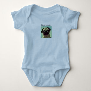 Cartoon Cute Pug Puppy Eyes Precious Fun Portrait Baby Bodysuit