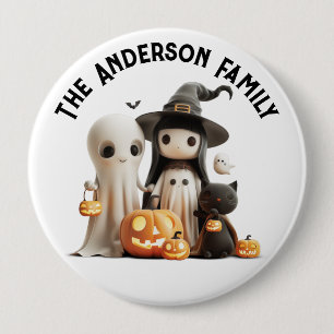 Cartoon Cute Witch Ghost Pumpkins Family Halloween 10 Cm Round Badge