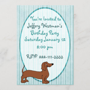 Cartoon Dachshund Childrens Birthday Invitation