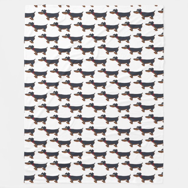 Cartoon Dachshund Dog Fleece Blanket (Front)