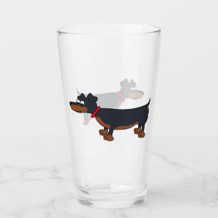 Cartoon Dachshund Dog Glass Tumbler