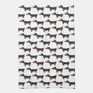 Cartoon Dachshund Dog Kitchen Towel