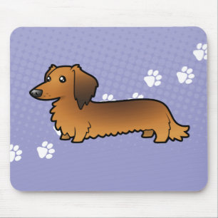 Cartoon Dachshund (longhair) Mouse Mat