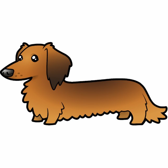 Cartoon Dachshund (longhair) Photo Sculpture Magnet (Front)