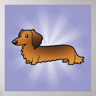 Cartoon Dachshund (longhair) Poster