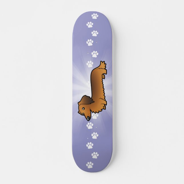 Cartoon Dachshund (longhair) Skateboard (Front)