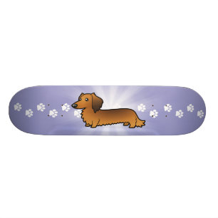 Cartoon Dachshund (longhair) Skateboard