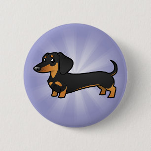 Cartoon Dachshund (smooth coat) 6 Cm Round Badge