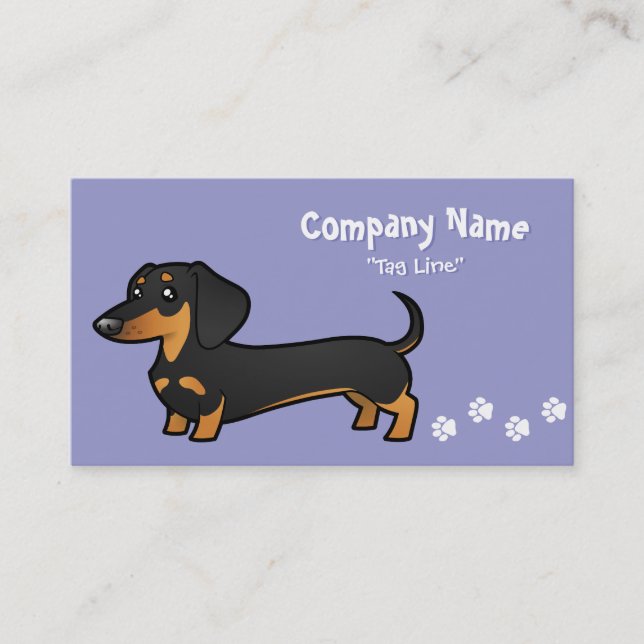 Cartoon Dachshund (smooth coat) Business Card (Front)
