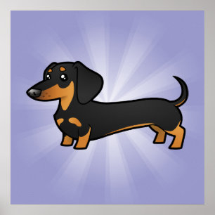 Cartoon Dachshund (smooth coat) Poster