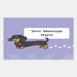 Cartoon Dachshund (smooth coat) Rectangular Sticker