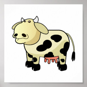 Cartoon Dairy Cow Canvas Print