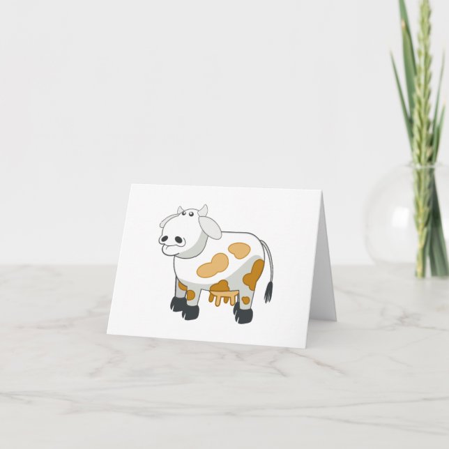 Cartoon Dairy Cow Note Card (Front)