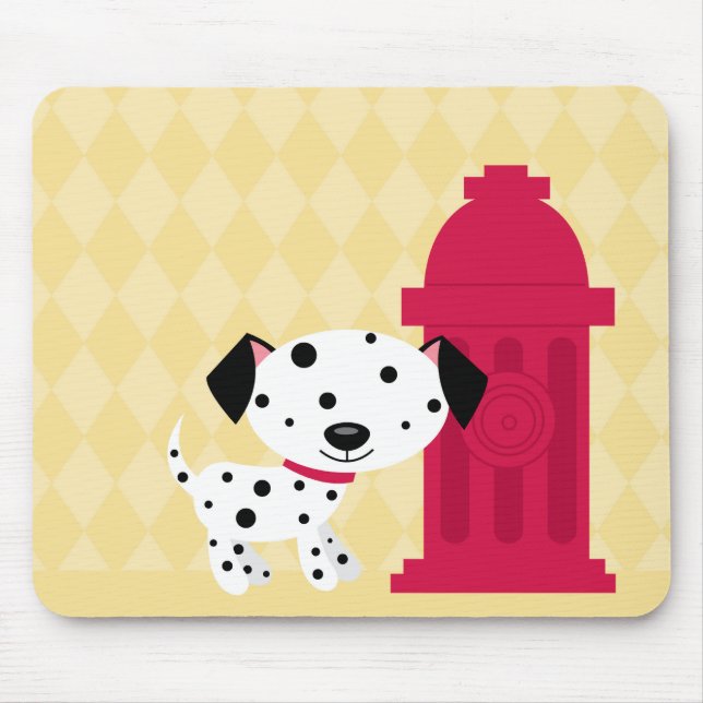 Cartoon dalmation dog & fire hydrant mousepad (Front)
