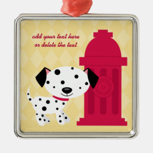Cartoon dalmation dog & fire hydrant ornament