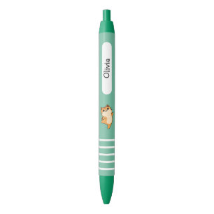 Cartoon Dancing Orange Cat, Custom, Green  Black Ink Pen